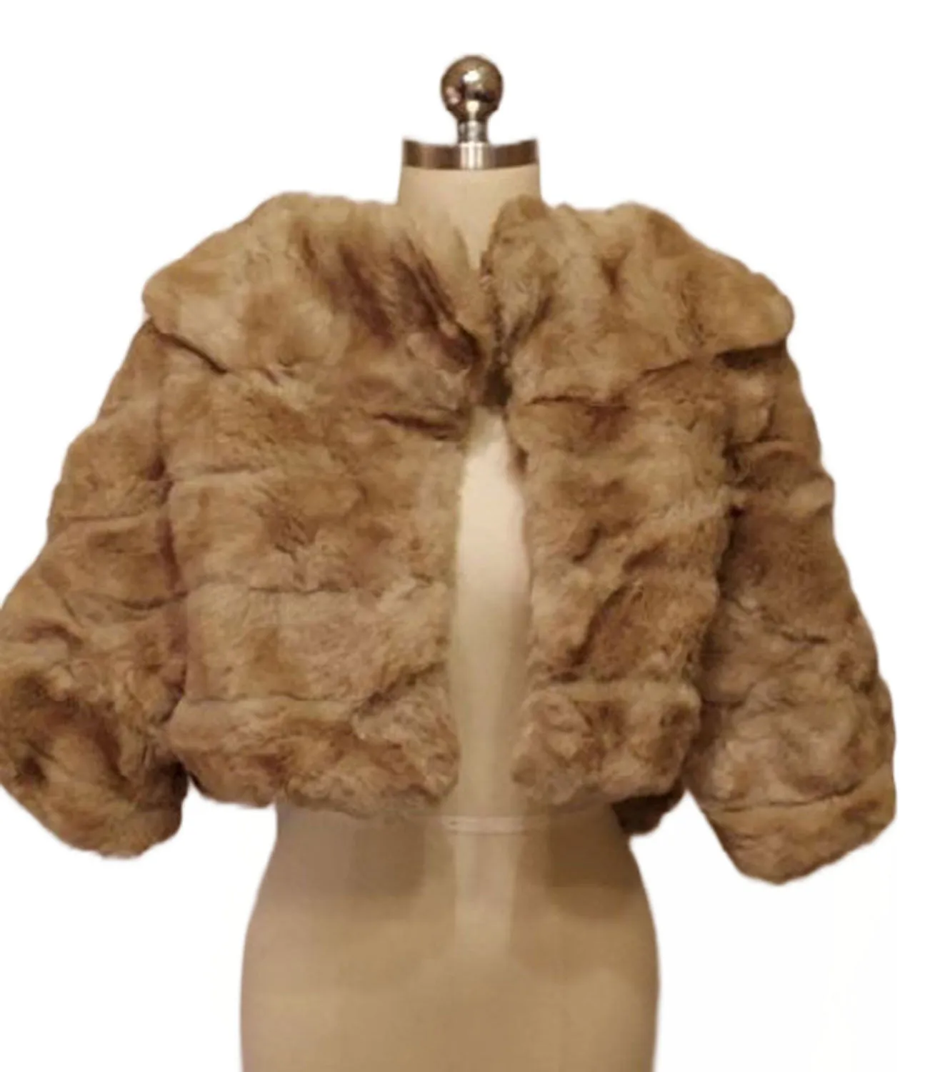 *   VINTAGE CUDDLY SHAWL / RING COLLAR FAUX FUR COCOON JACKET EVENING JACKET