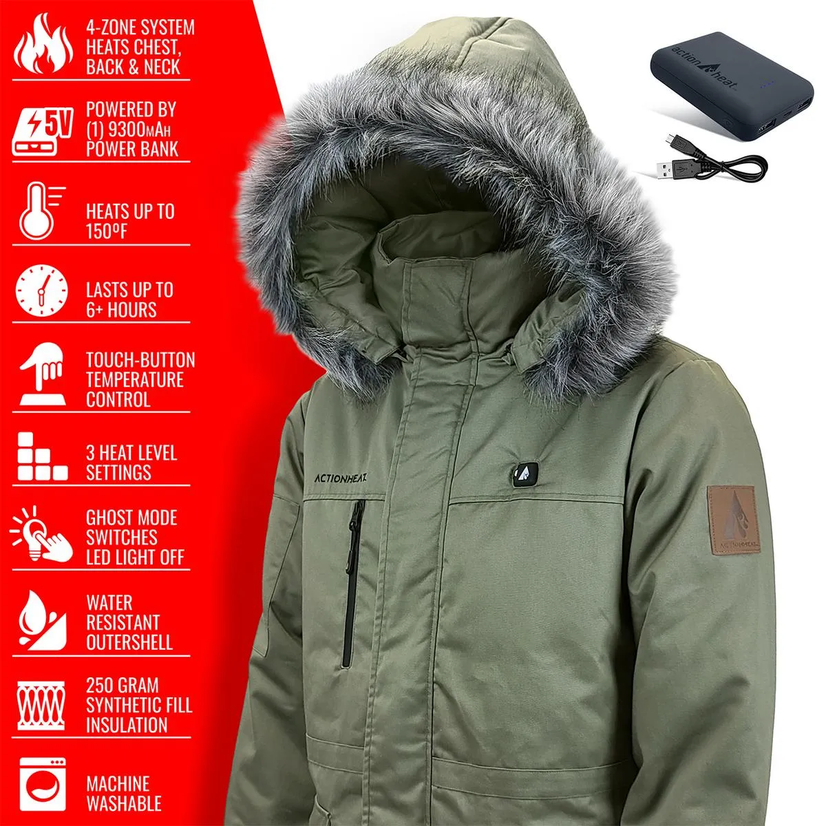 ActionHeat 5V Men's Battery Heated Parka Jacket