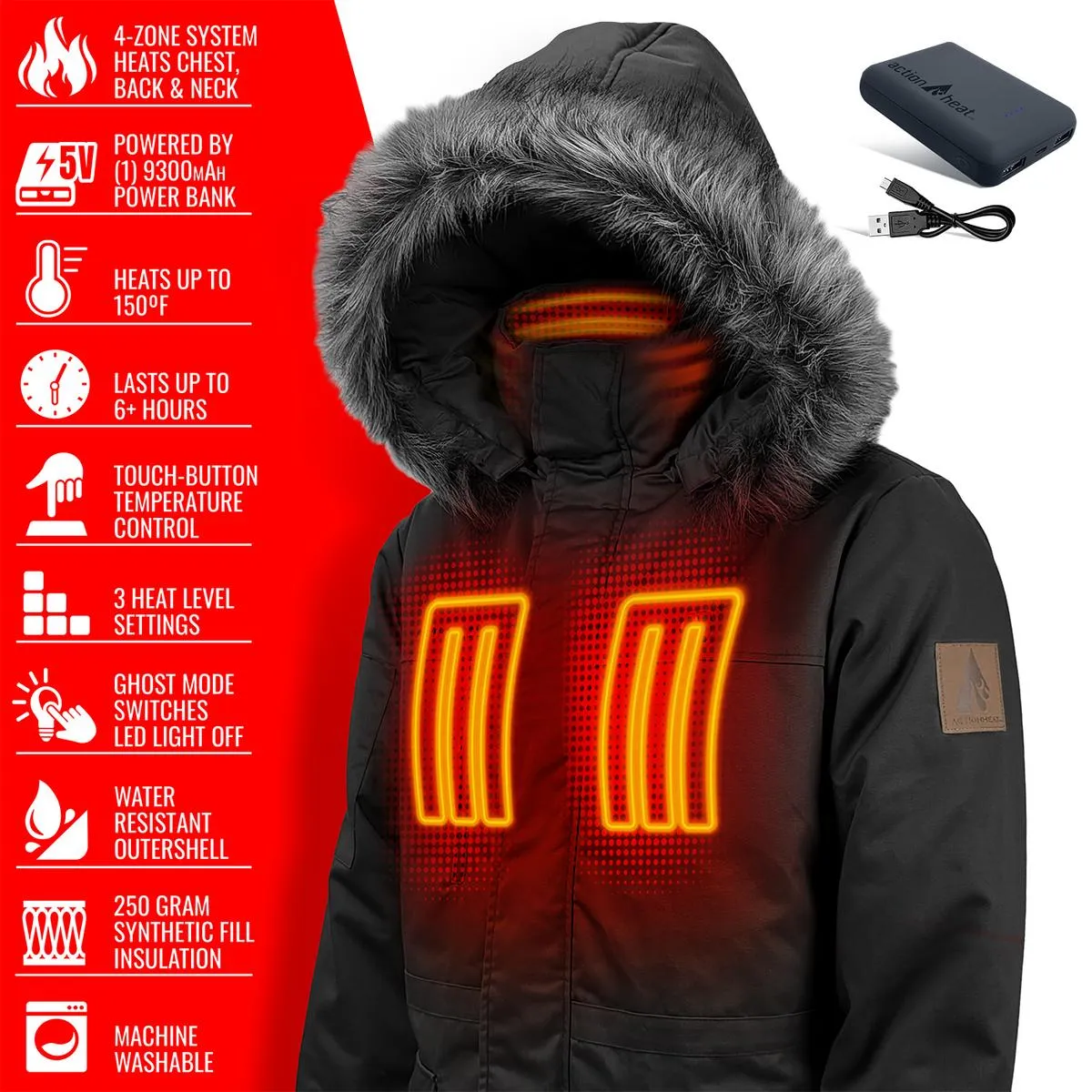 ActionHeat 5V Men's Battery Heated Parka Jacket