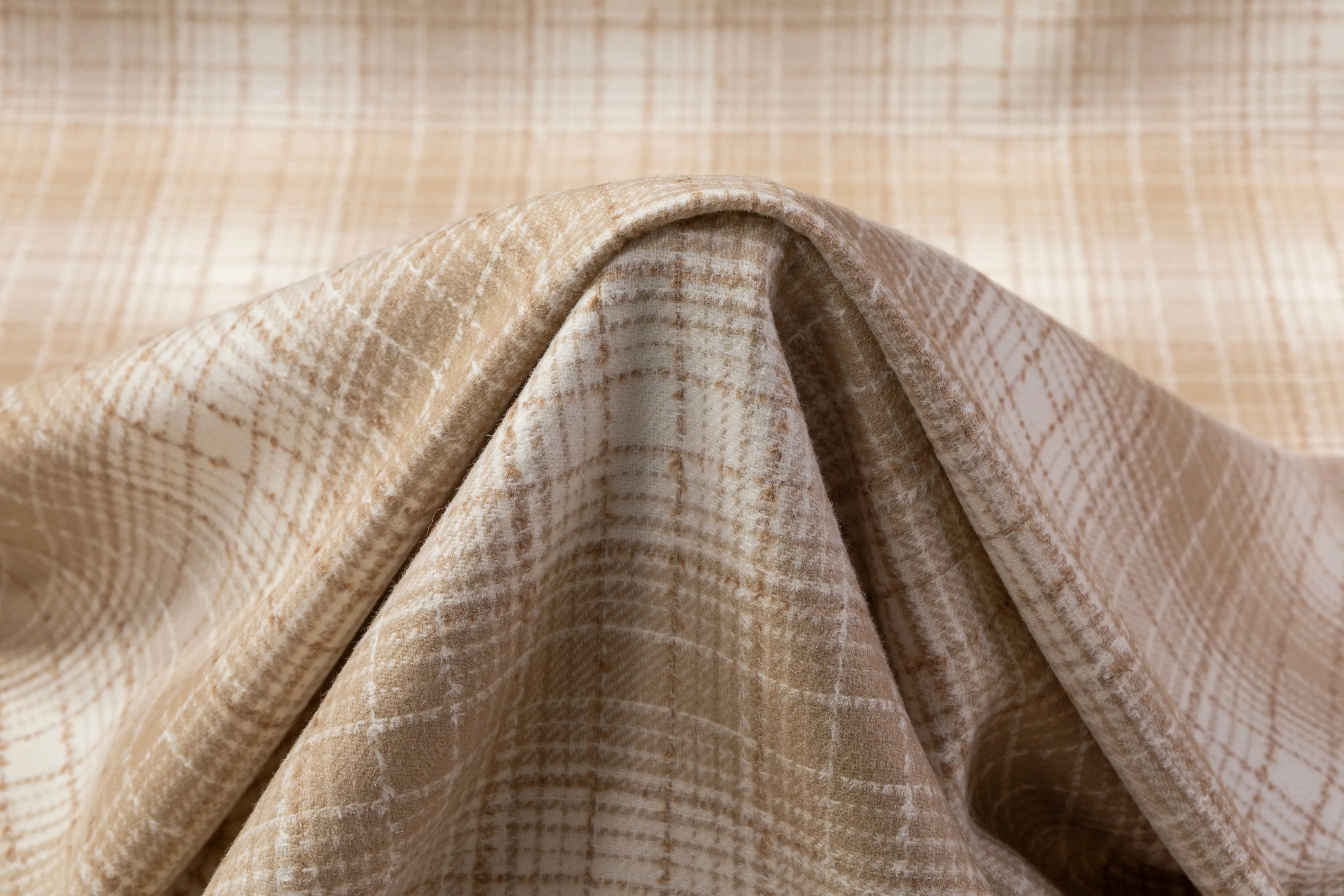 Agnona - Checked Italian Wool Angora Suiting - Beige