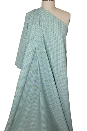 Cotton Gingham Seersucker - Blue/Green/White