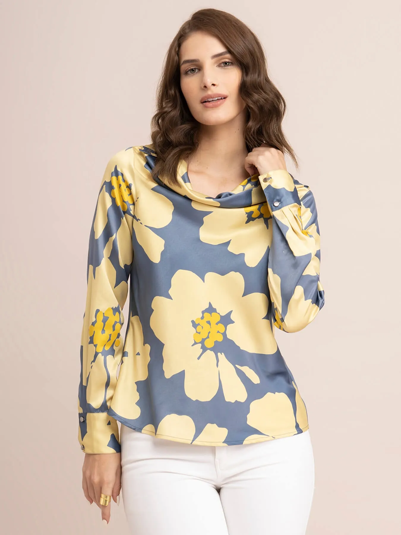 Floral Top - Yellow and Grey