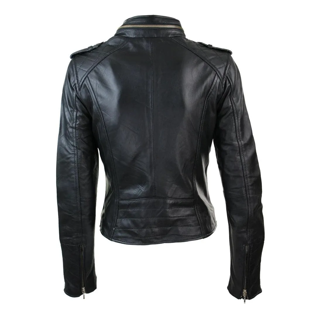 Ladies Women Genuine Real Leather Slim Fit Red Biker Jacket Velvet Lining