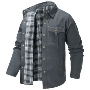 Men's Plaid Flannel Collar Casual Jacket