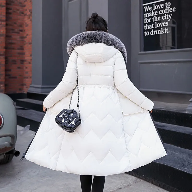 New Arrival Parkas Fashion Coats Women Winter Sweater Fur Collar Hood Warm Cotton Coat Women Clothes