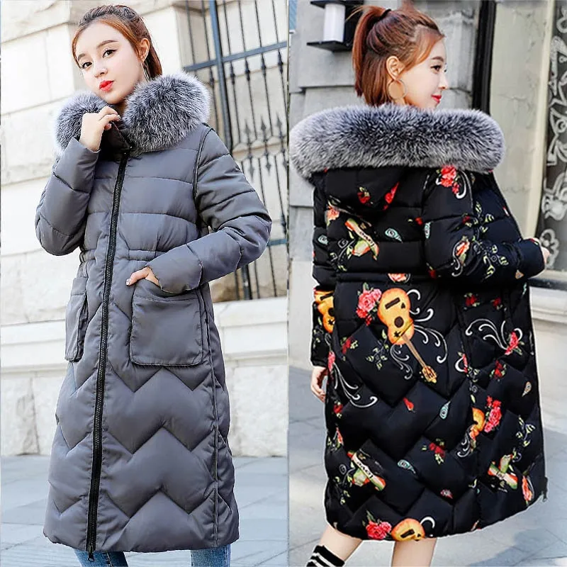 New Arrival Parkas Fashion Coats Women Winter Sweater Fur Collar Hood Warm Cotton Coat Women Clothes