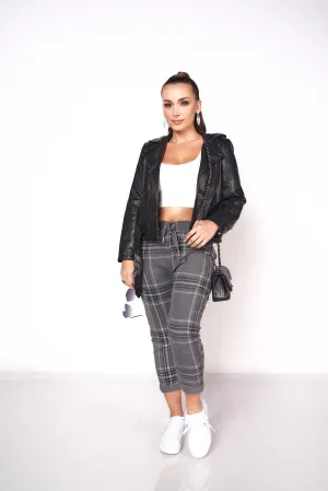 Plaid Stretchy Jogger Pants