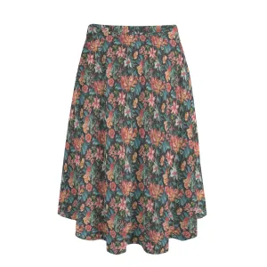 Vampire Art Edgy Trendsetter Maxi Skirt With Pockets - Vintage Surfy Flowers